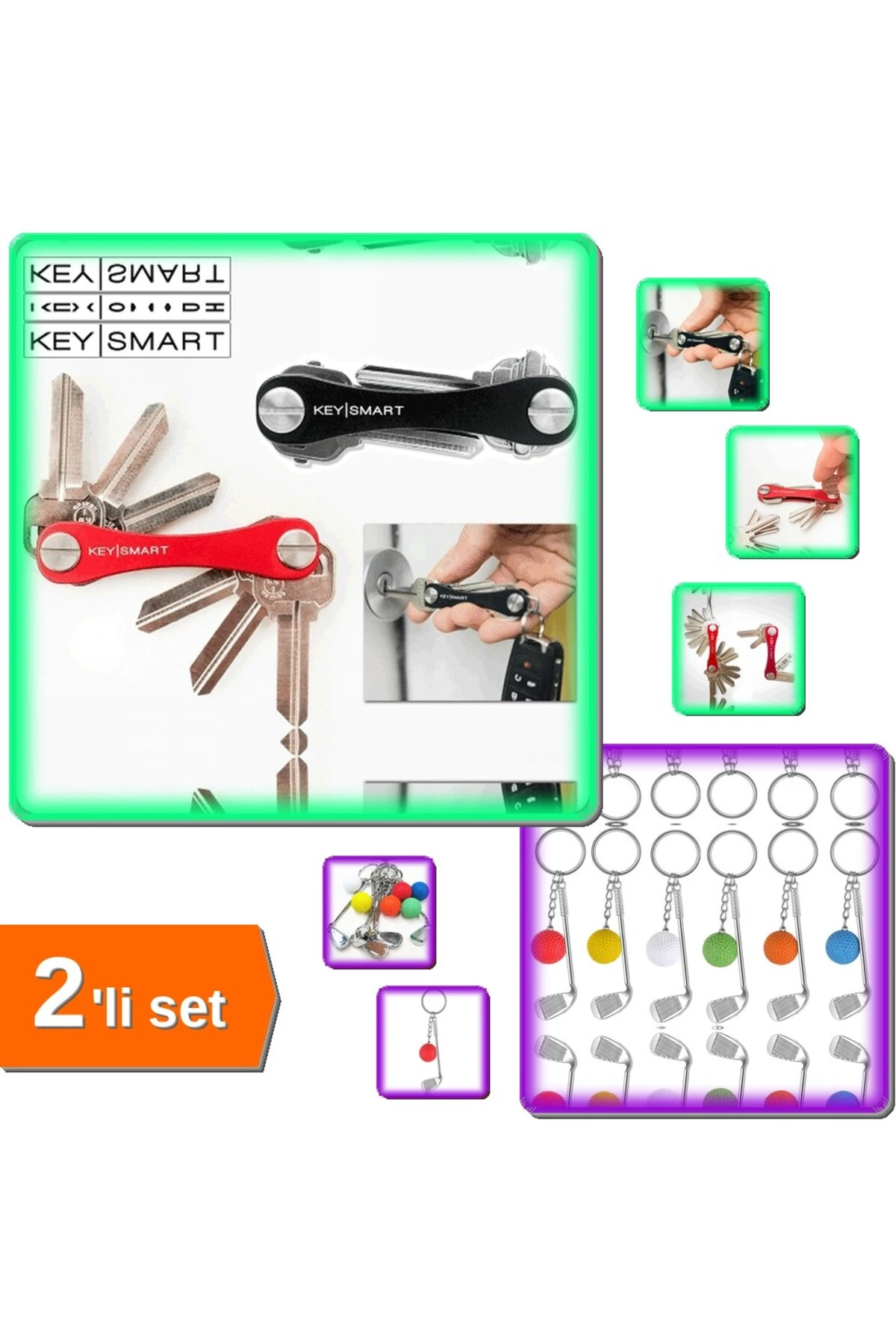 Golf Anahtarlık + Akıllı Anahtarlık Organizeri 2li Set - Golf Severler İçin Şık Hediye ZN4X7B