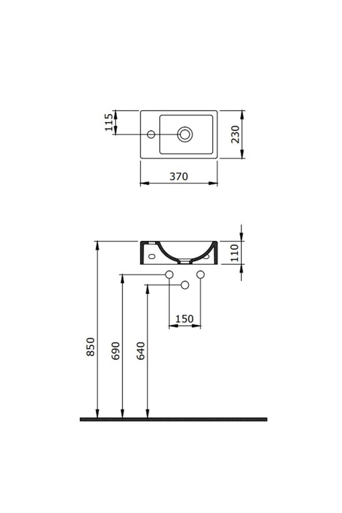 Milano Dar Sağ Lavabo 37 Cm Mat Beyaz 1419-002-0126