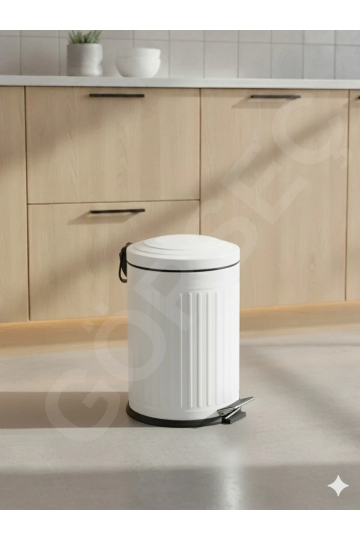 Beyaz 12 Lt Pedallı Vintage Çöp Kovası Mutfak Çöp Kovası Amortisörlü Banyo Çöp Kovası Yavaş Kapak