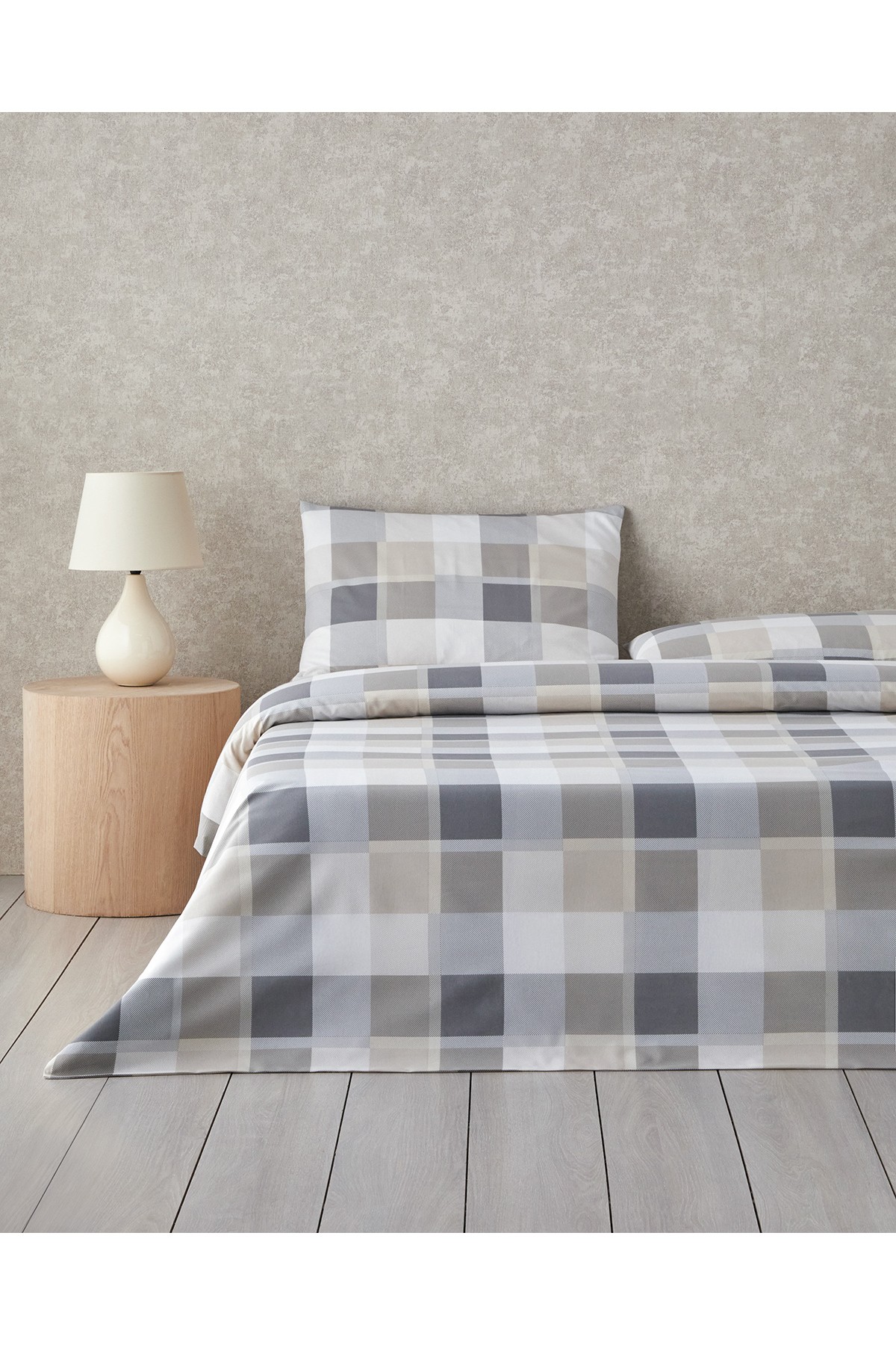Bold Pattern Kolay Ütülenir Çift Kişilik Nevresim Takımı 200x220 cm Taş Rengi