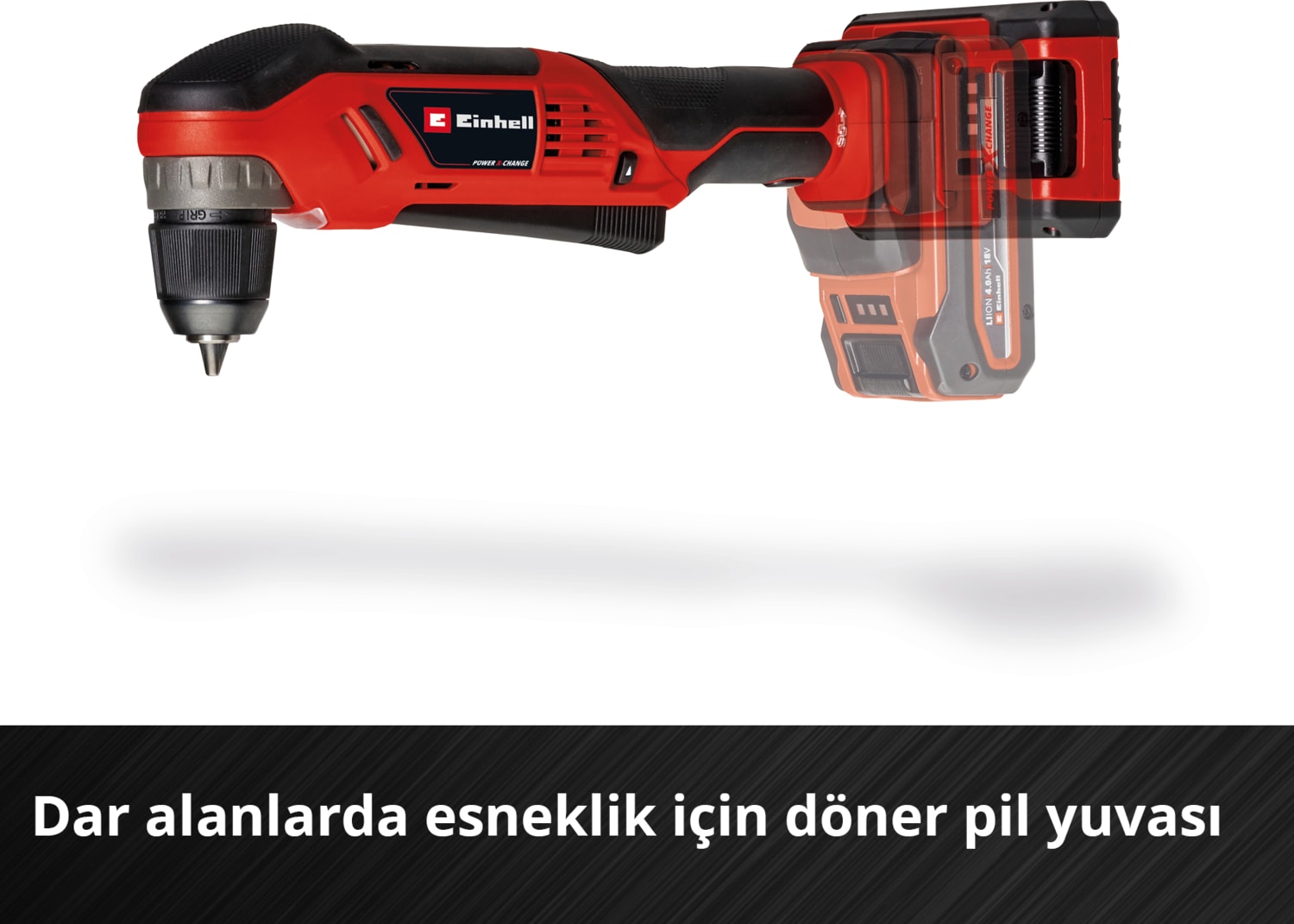 EİNHELL Akülü Açılı Vidalama TE-AD 18 Li-Solo Power X-Change (18 V, 45 Nm, 10 mm Hızlı Sıkma Mandren, LED Işık, Döndürülebilir Akü Yuvası, akü dahil değildir) - 4514290