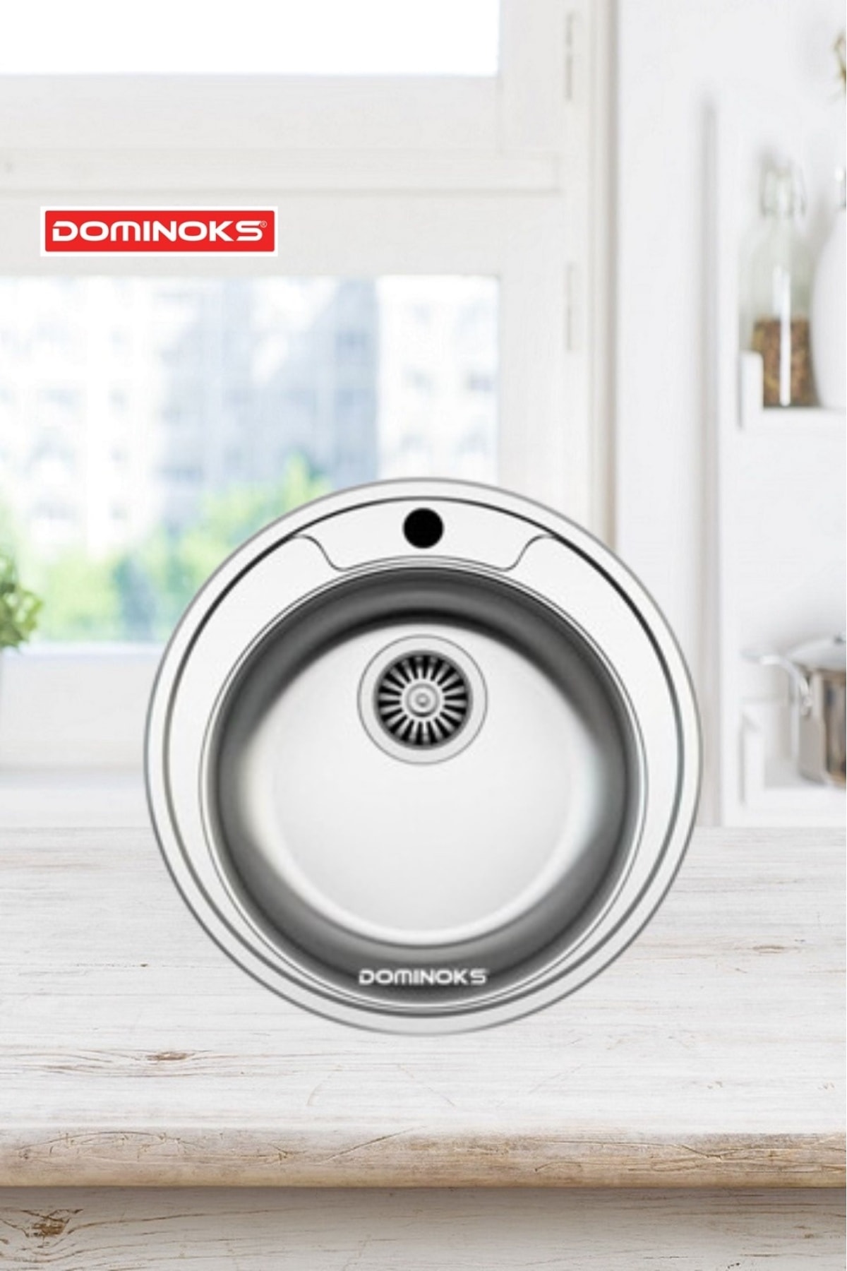 Madra 48 Tezgah Üstü Düz Krom Evye