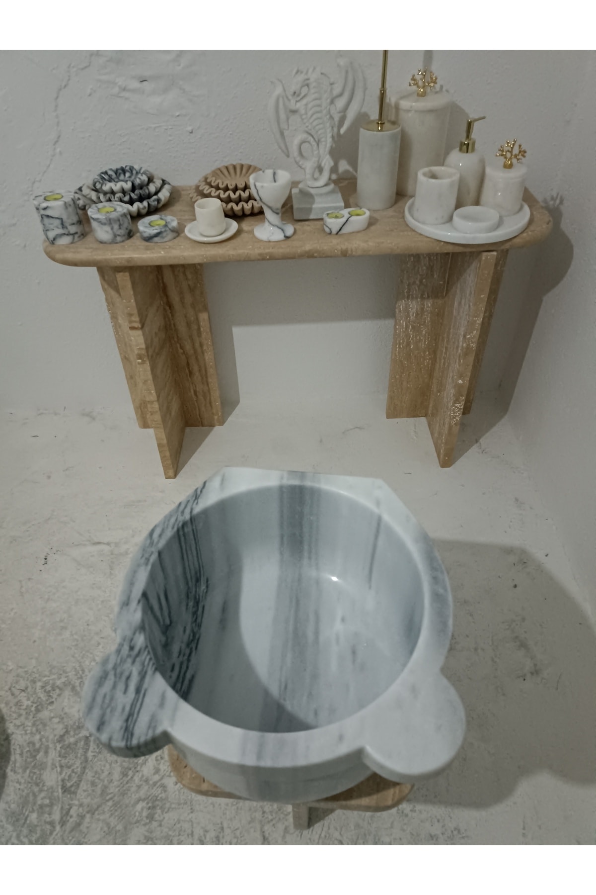 Beyaz Marmara Mermer Kurna-kurna-hamam Kurnası-banyo Kurnası-mermer Ev Ve Banyo Aksesuarları