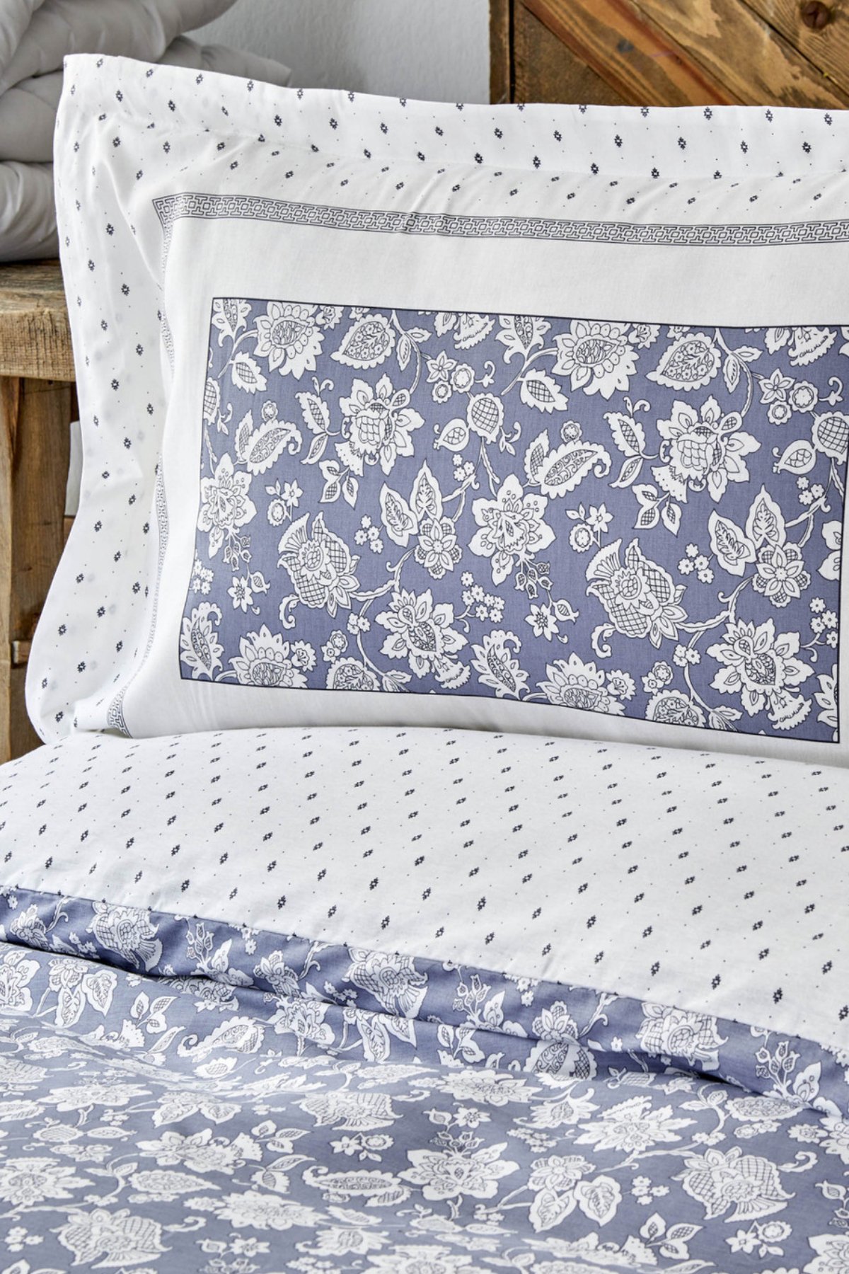 Celerina Mavi %100 Pamuk Çift Kişilik Fitted Nevresim Takımı