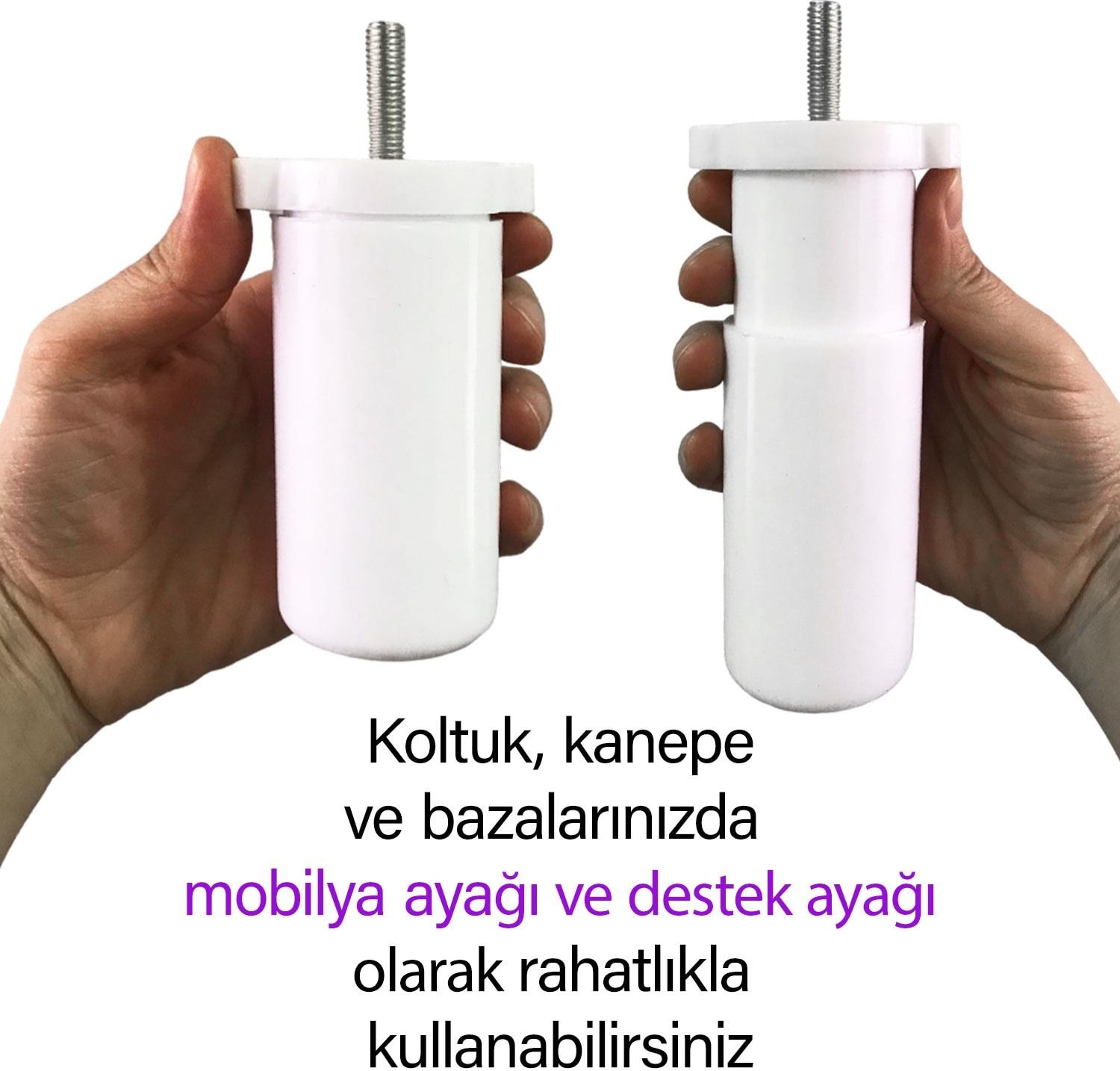 4 Adet Ayarlı Destek Ayağı 9,5X14,5 cm Beyaz Gizli Ayak Mobilya Kanepe Baza Koltuk Dolap Tv Ünitesi