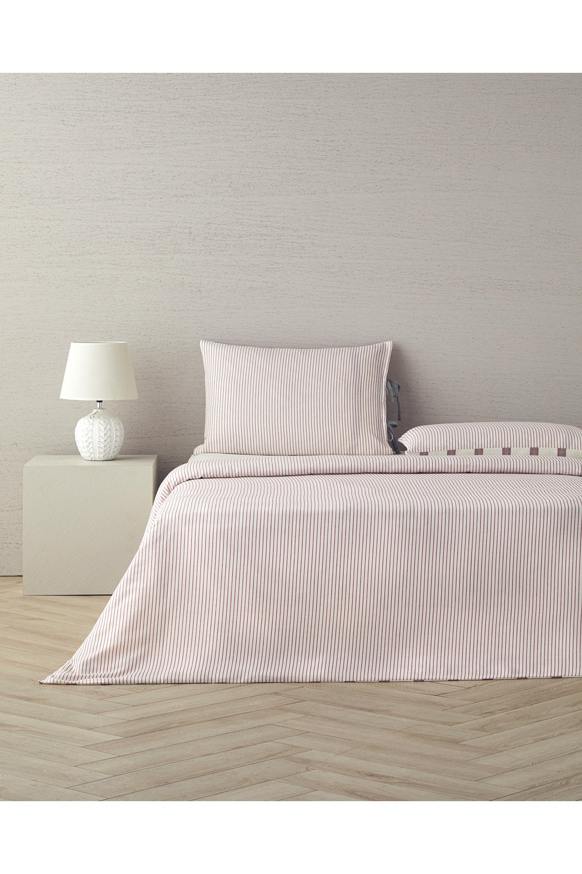 Cool Stripe İpliği Boyalı Çift Kişilik Nevresim Takımı 200x220 cm Bordo-Yeşil