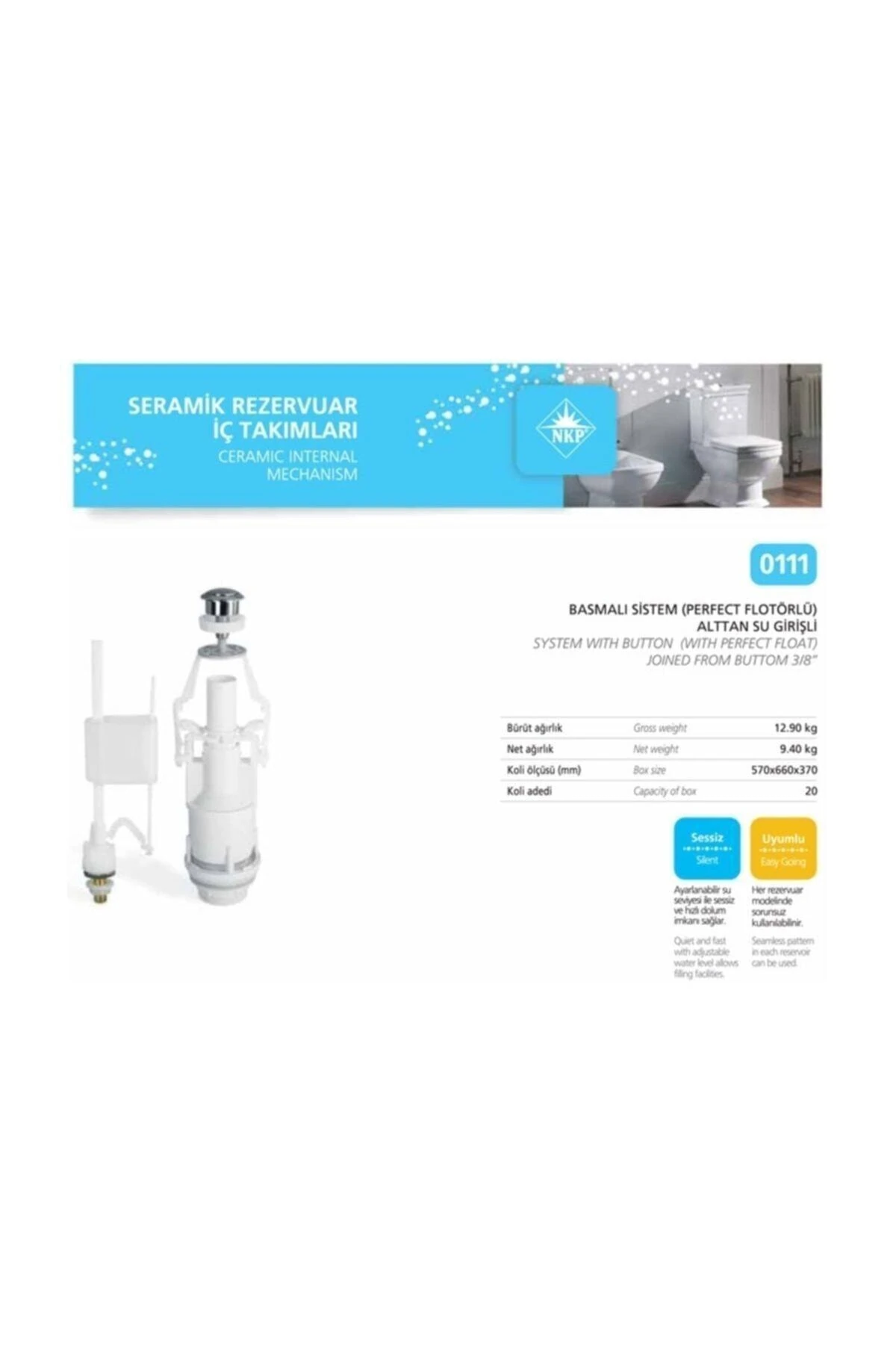 Basmalı Altsu Girişli 3/8 Litre Klozet Rezervuar Iç Takım 112