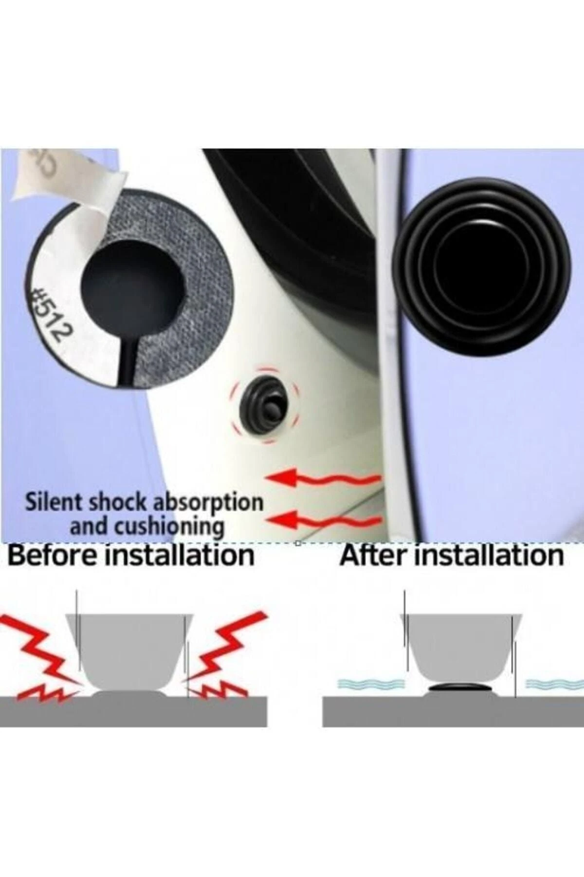 10 Adet Araba Kapı Ses Ve Gürültü Önleyici Conta Kaput Bagaj Darbe Emici Ses Yalıtım Izolasyon Pedi