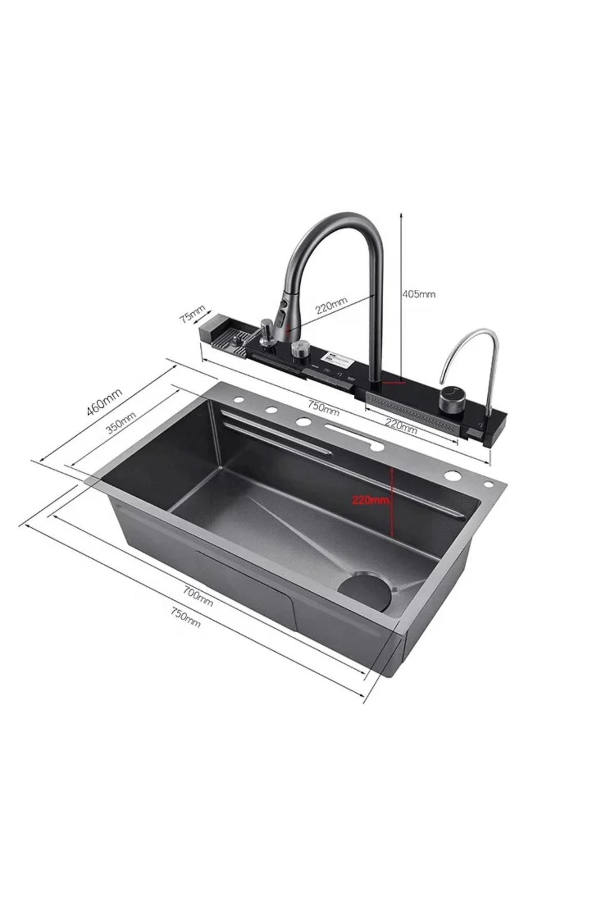 9 Fonksiyonlu Elektronik Akıllı Eviye Seti (304 çelik 4 mm)