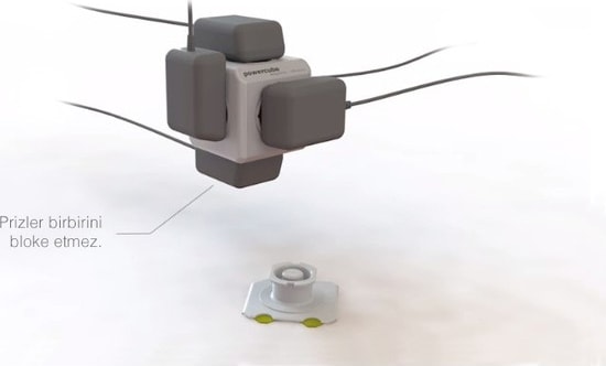 Power Cube 5'li Küp Akım Korumalı Priz Çoklayıcı - Yeşil (Yurt Dışından)