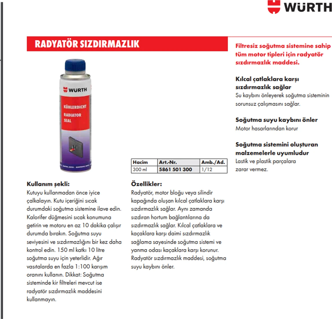 Radyatör Sızıntı Önleyici Tıkayıcı 300 ml 2'li Paket