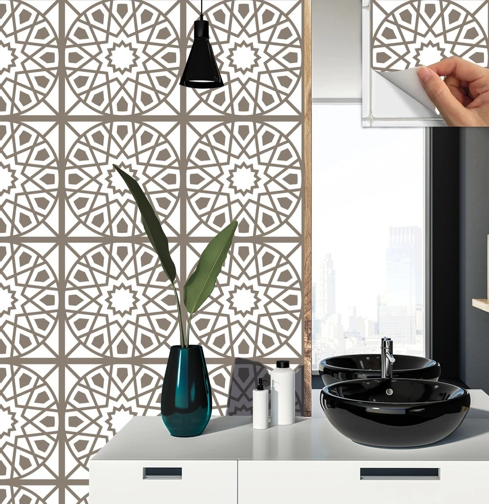 Kendinden Yapışkanlı Selçuklu Geometrik Desenli Pvc Karo 30 x 30 cm (33 Adet) 3 M²