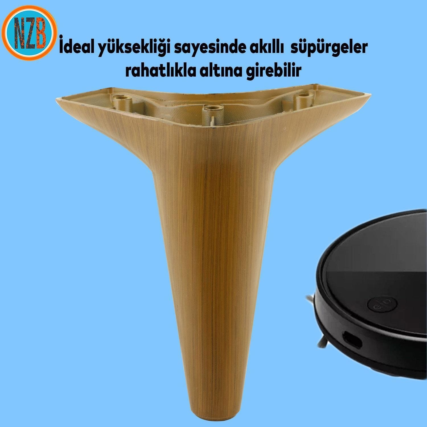 Mobilya Kanepe Sehpa Tv Ünitesi Koltuk Ayağı 15 cm Kahverengi Baza Ayak 12'li Set