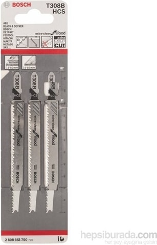 BOSCH T 308 B Ahşap Dekupaj Testeresi Bıçağı - 3'Lü Paket Ekstra