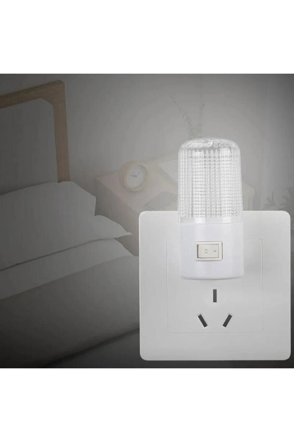 Periboia 4 Ledli Beyaz Işık Gece Lambası Ledli Anahtarlı Çocuk Odası Gece Lambası 0.5W