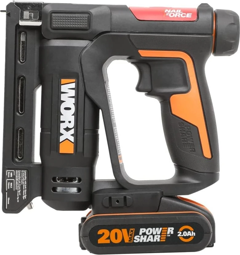 WX843 20VOLT/2.0AH. Li-Ion Şarjlı Profesyonel 6-14MM Zımba ve 15MM Çivi Çakma + 3500 Adet Yedek Zımba ve Çivi