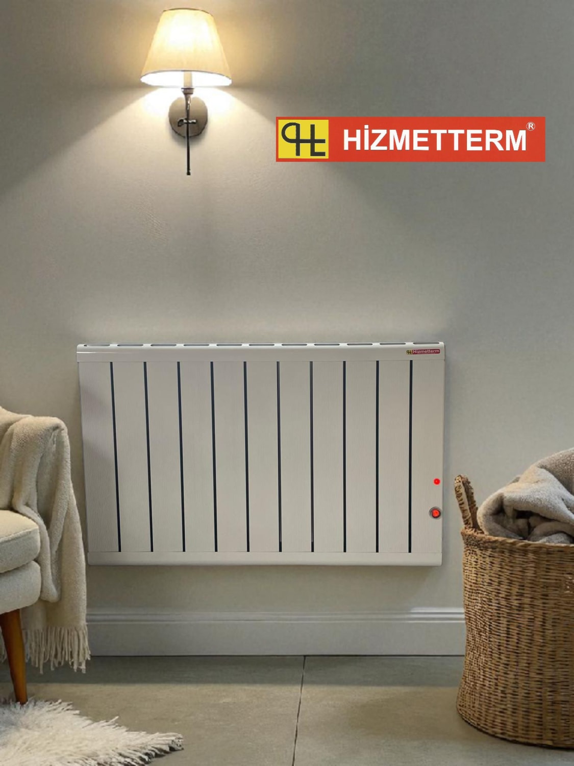 Hizmetterm Alüminyum Elektrikli Radyatör 600 Watt 60C Termostatlı 50 x 80 cm (Duvar Tipi)