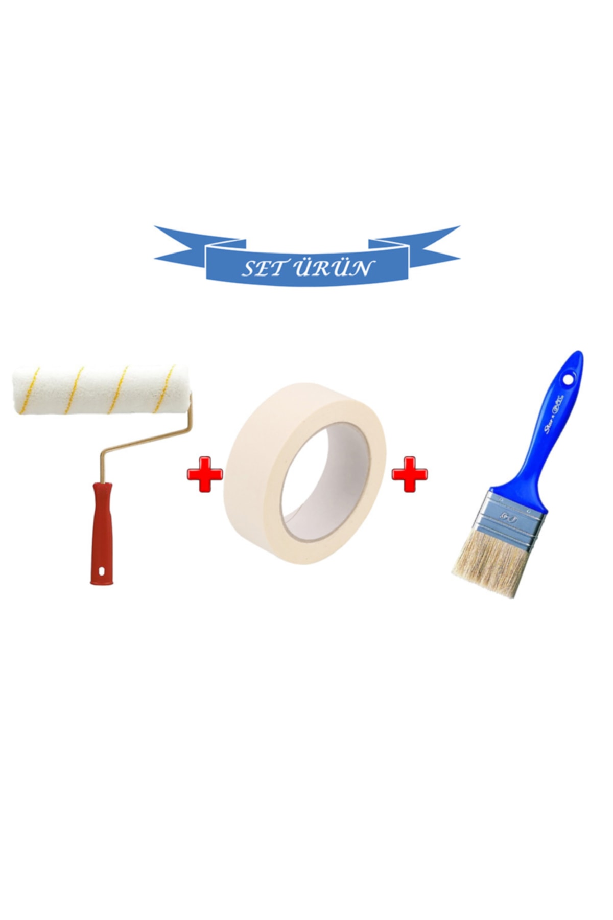 DEKOR Tavan Rulosu 25 Cm + Kağıt Bant + Kestirme Fırça 3 Lü Set