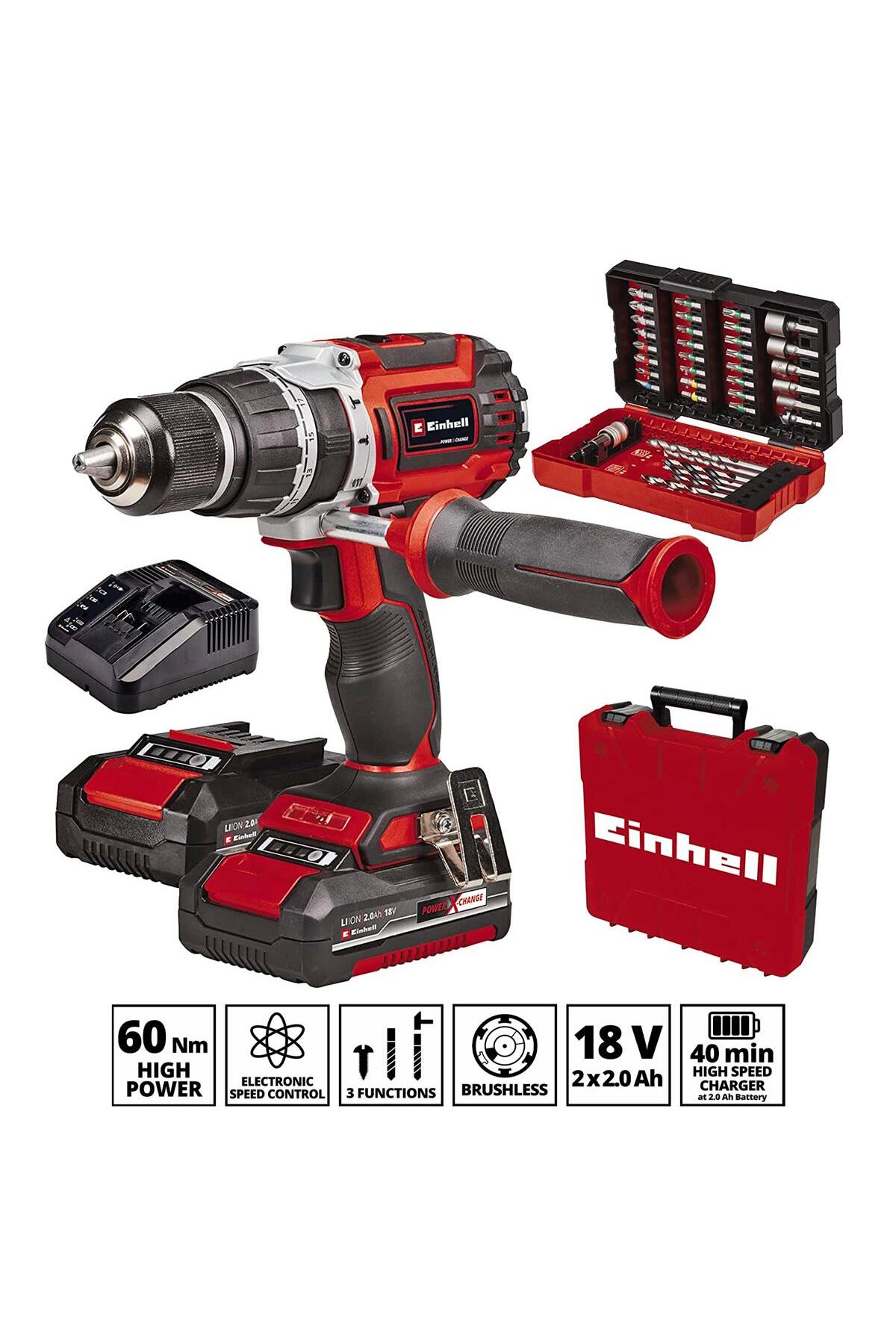 EİNHELL TP-CD 18/60 Li-i BL +39 (2x2,0 Ah), Akülü Darbeli Vidalama