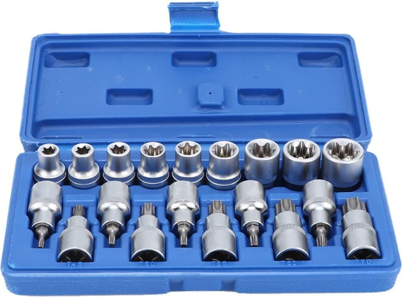 1/2 Torx ve E Lokma Takımı 19 Parça (T20-T25-T27-T30-T40-T45-T50-T55-T60-T70)