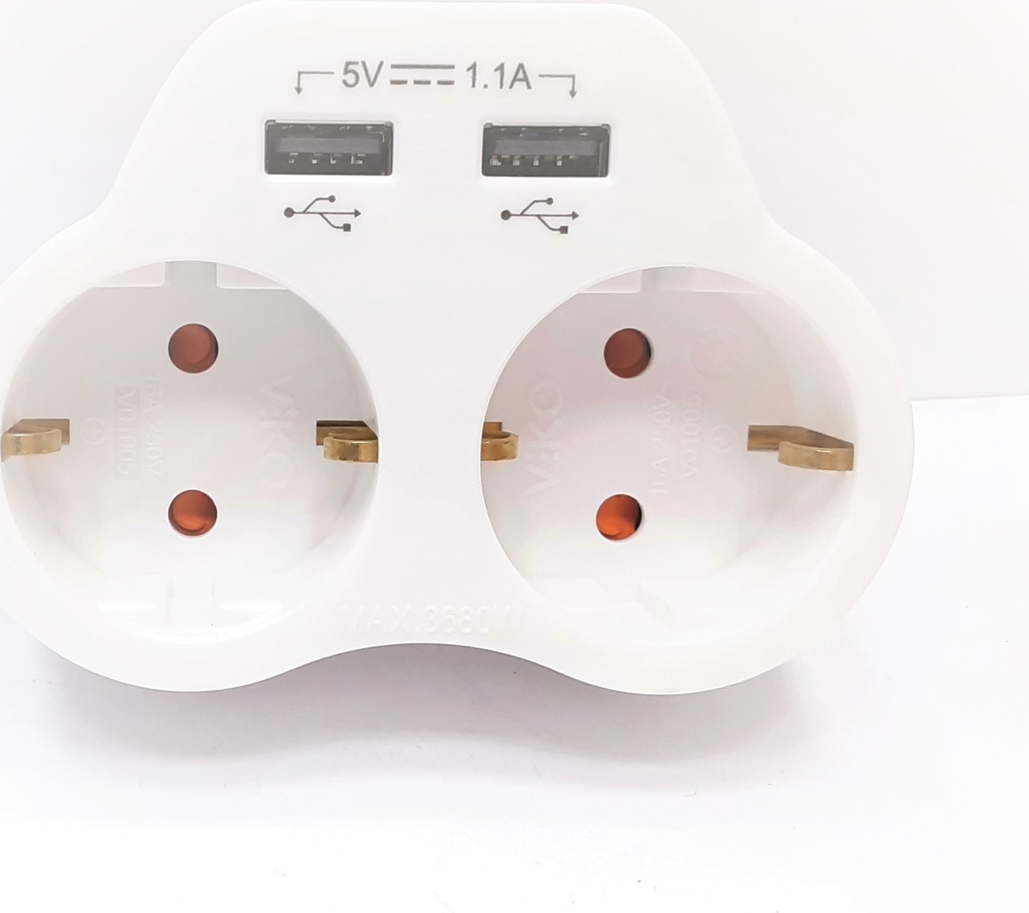 İkili Topraklı Ve USB Şarj Prizi 1A