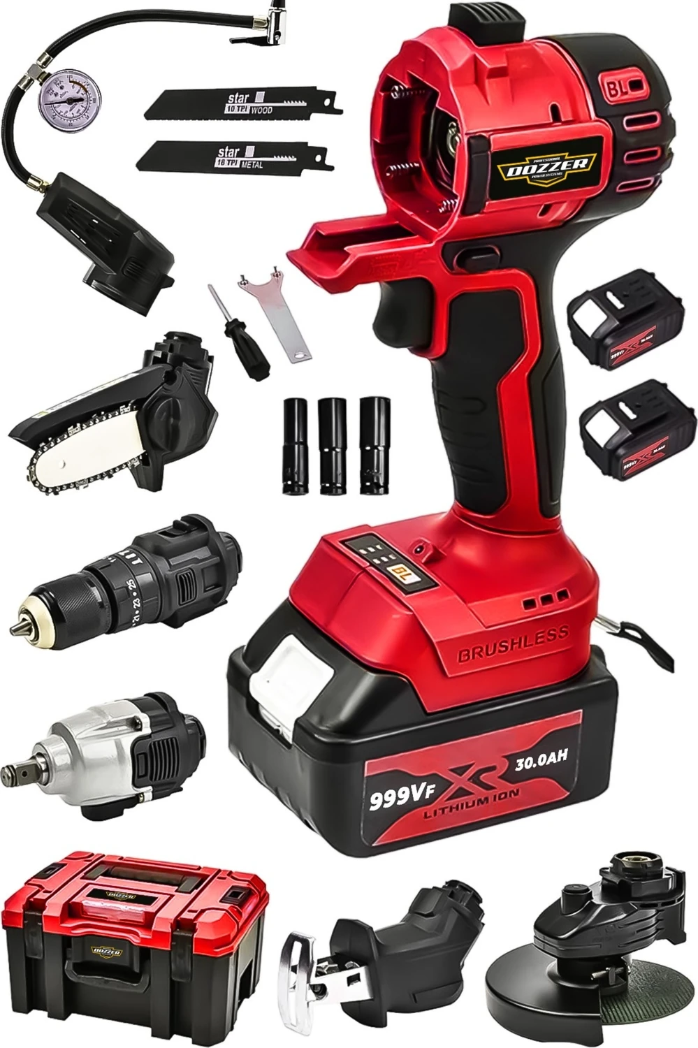 Alman 999VF 6 Kafalı Süper Set Darbeli Matkap Testere Tilki Kuyruğu Taşlama Somun Sökme Havalı Pompa