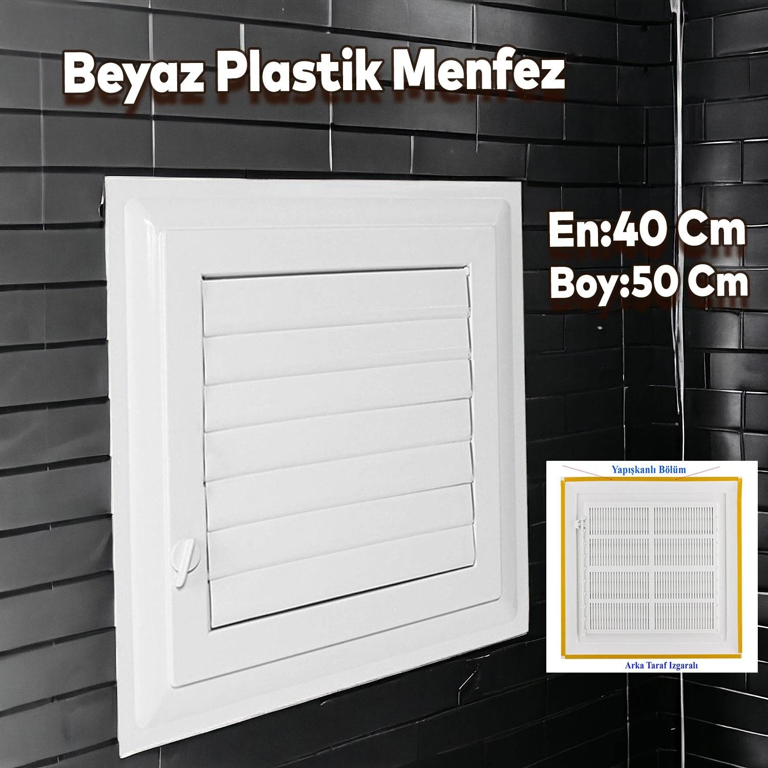 Menfez Banyo Wc Tuvalet Depo Havalandırma Plastik Panjur Beyaz 40X50 cm