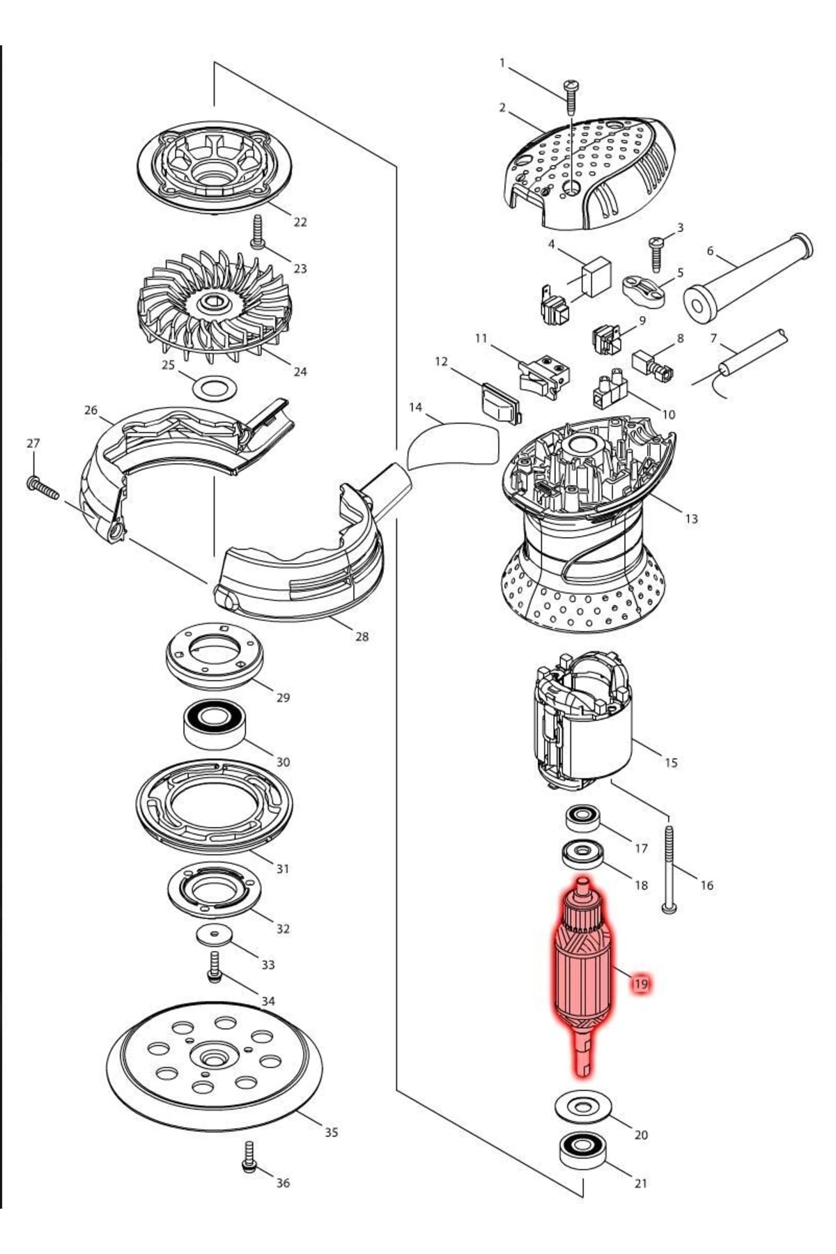 Makita Bo5030 Endüvi Rotor Kollektör Ürün Kodu 515734-7
