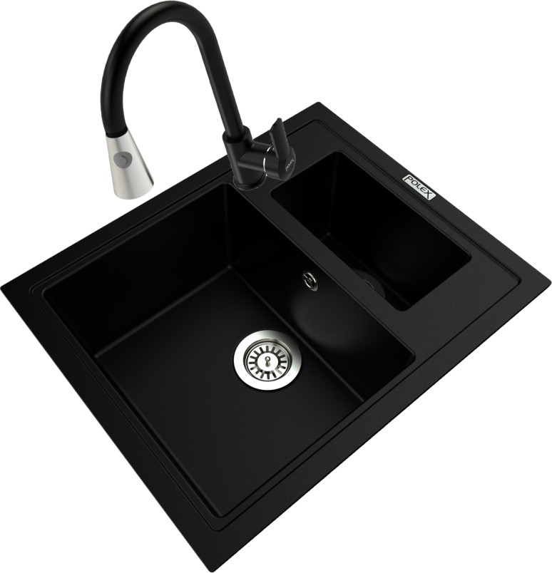 Cristalüx Granit Eviye P-04+Spiralli Siyah