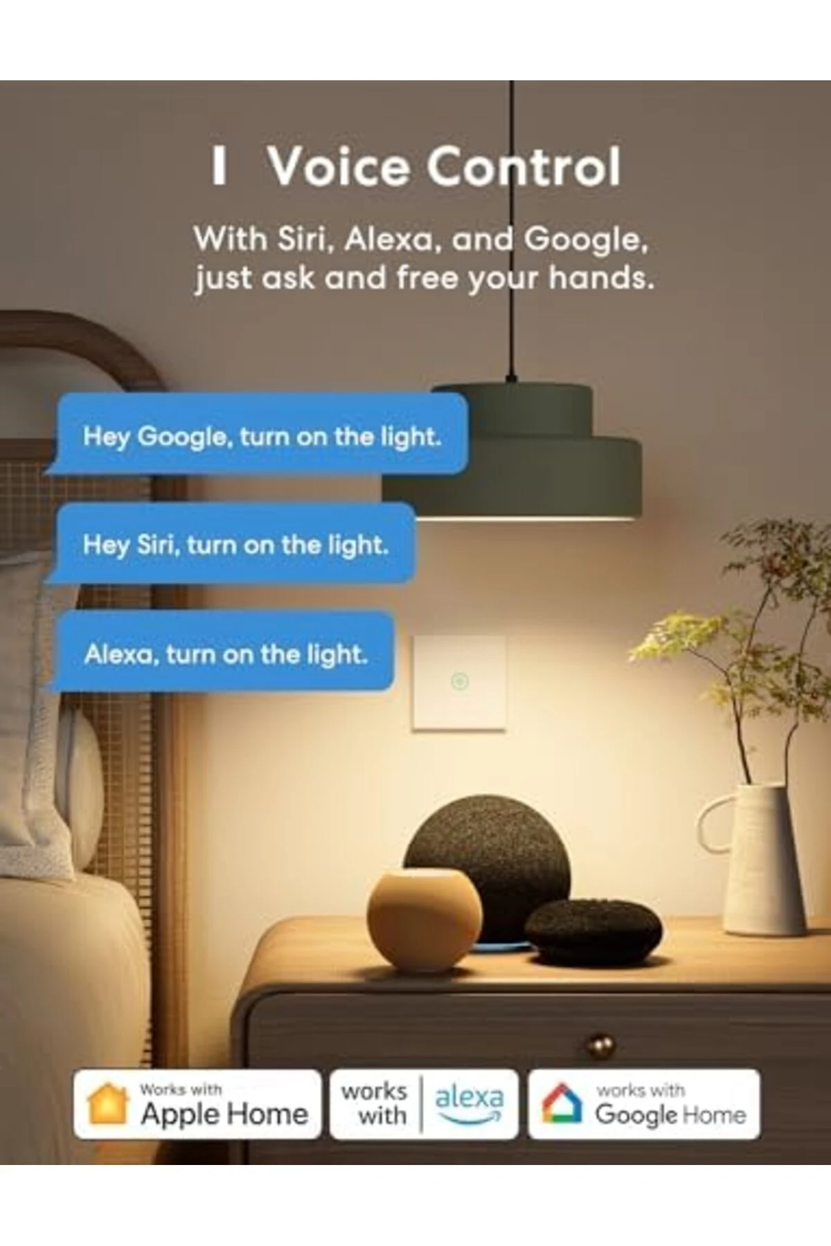 snShop HomeKit ile uyumlu akıllı ışık şalteri, WLAN duvar şalteri, 1 yollu 1 vites, sıfır i