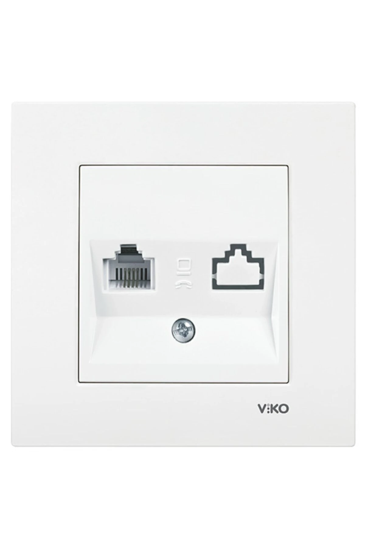 Karre Nümeris Telefon Prizi Çerçeveli - Beyaz