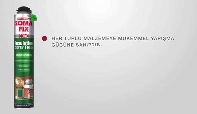Poliüretan Termal Isı Ve Ses Yalıtım Sprey Köpük (9 ADET) Tabanca Ve Temizleyici Hediyeli