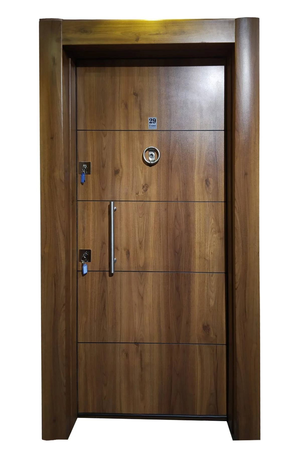 Çelik Kapı Ahşap Kaplama Tırnaklı Kilitli Çelik Kapı Daire Kapısı Sağ Açılım