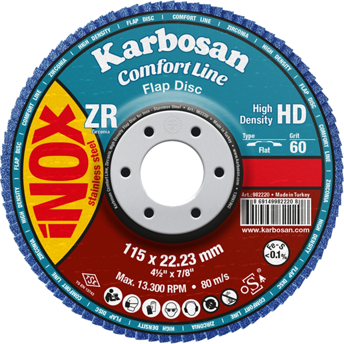 KARBOSAN Comfortline Flap Disk Zr ZXR11 Hd 125 mm 60 Kum Düz 982460