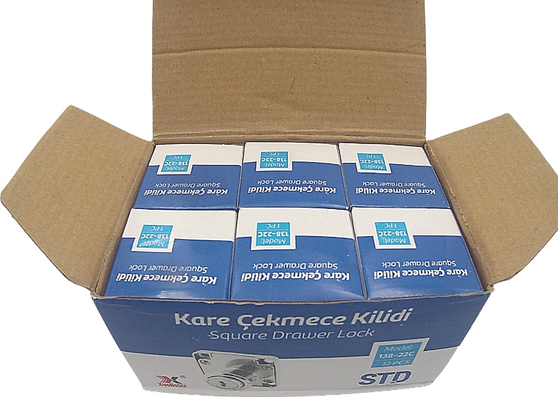 Çekmece Kilidi Kare Krom Kaplama 1 Paket 12 Adet