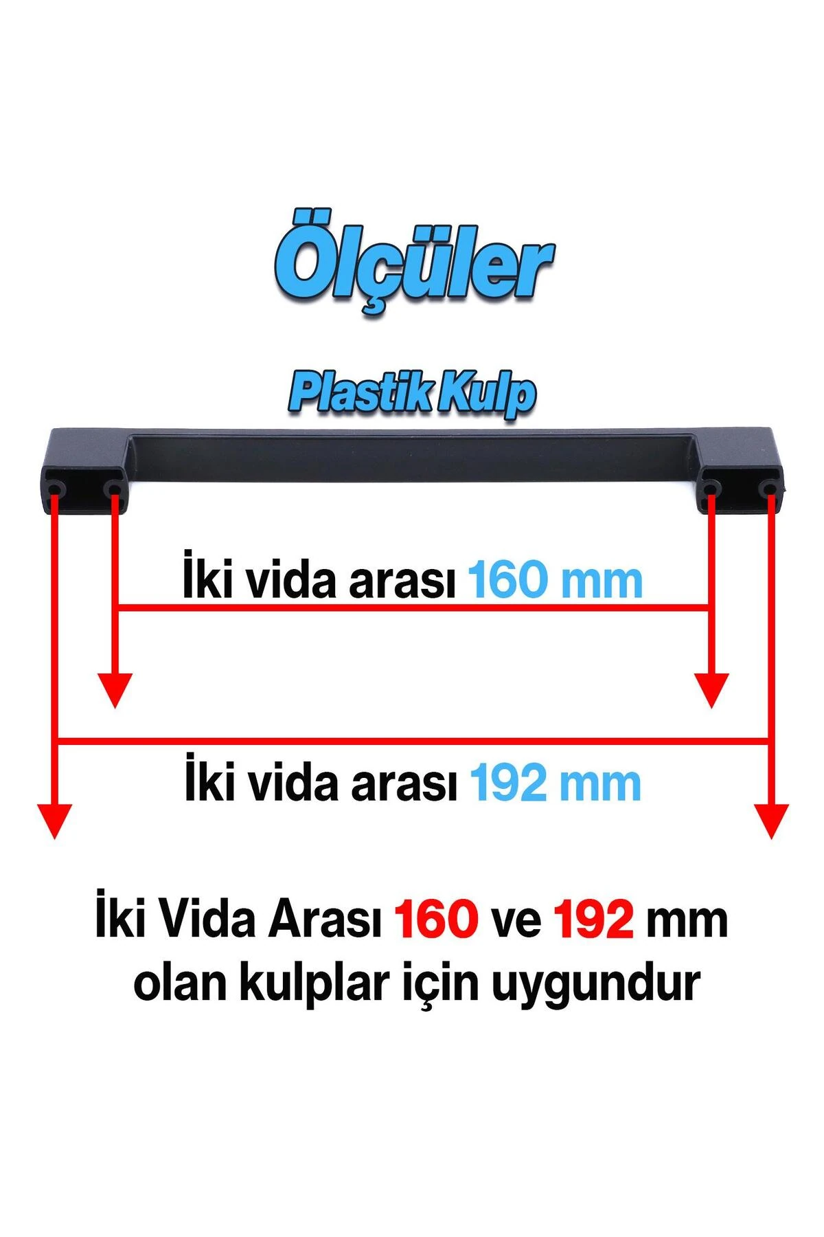 Kulp Siyah Mobilya Çekmece Mutfak Dolap Dolabı Kulpu Kulbu Kulpları 160 mm (SERT PLASTİK)