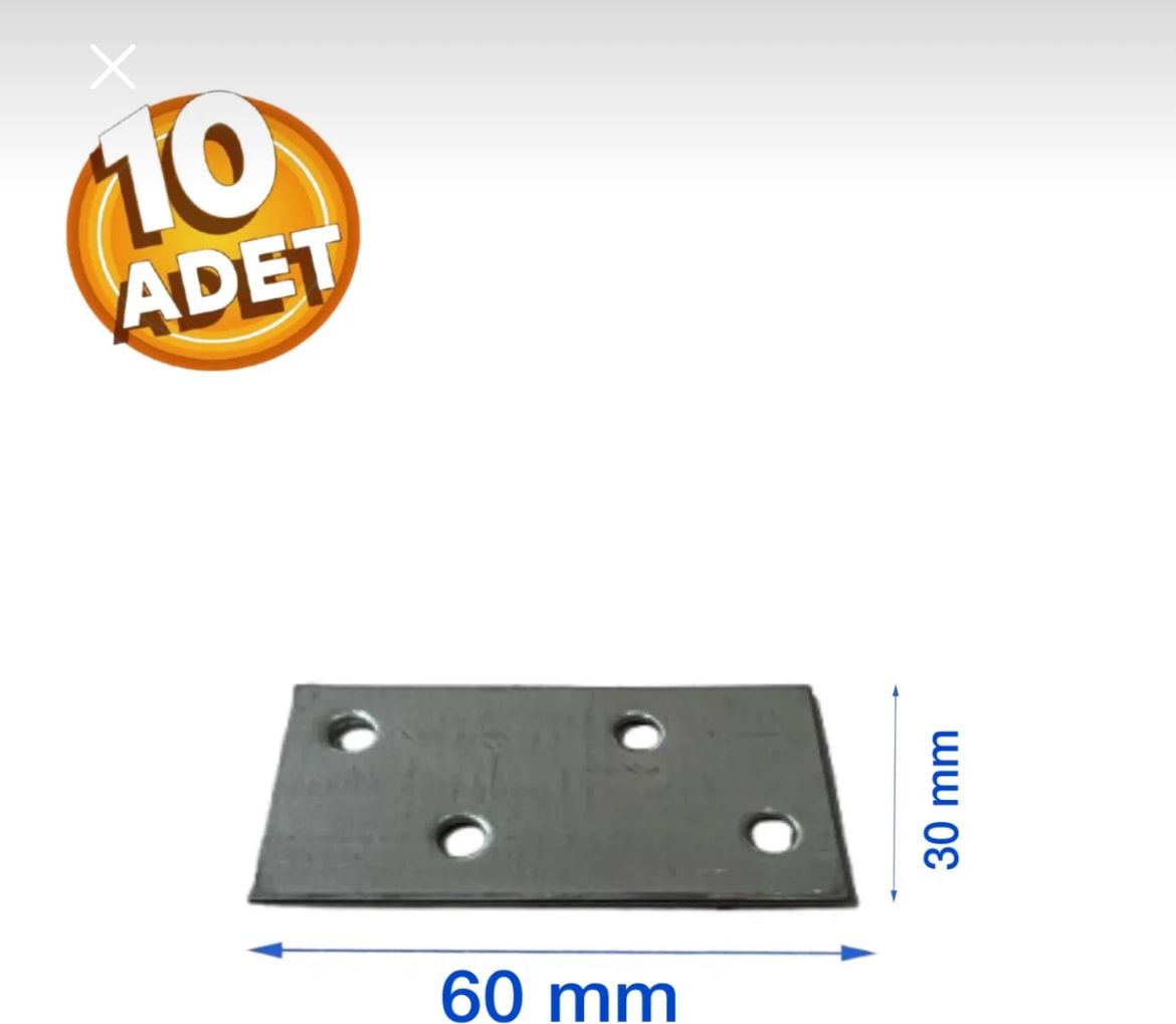 Düz Metal Bağlantı 60X30 mm (10 Adet)