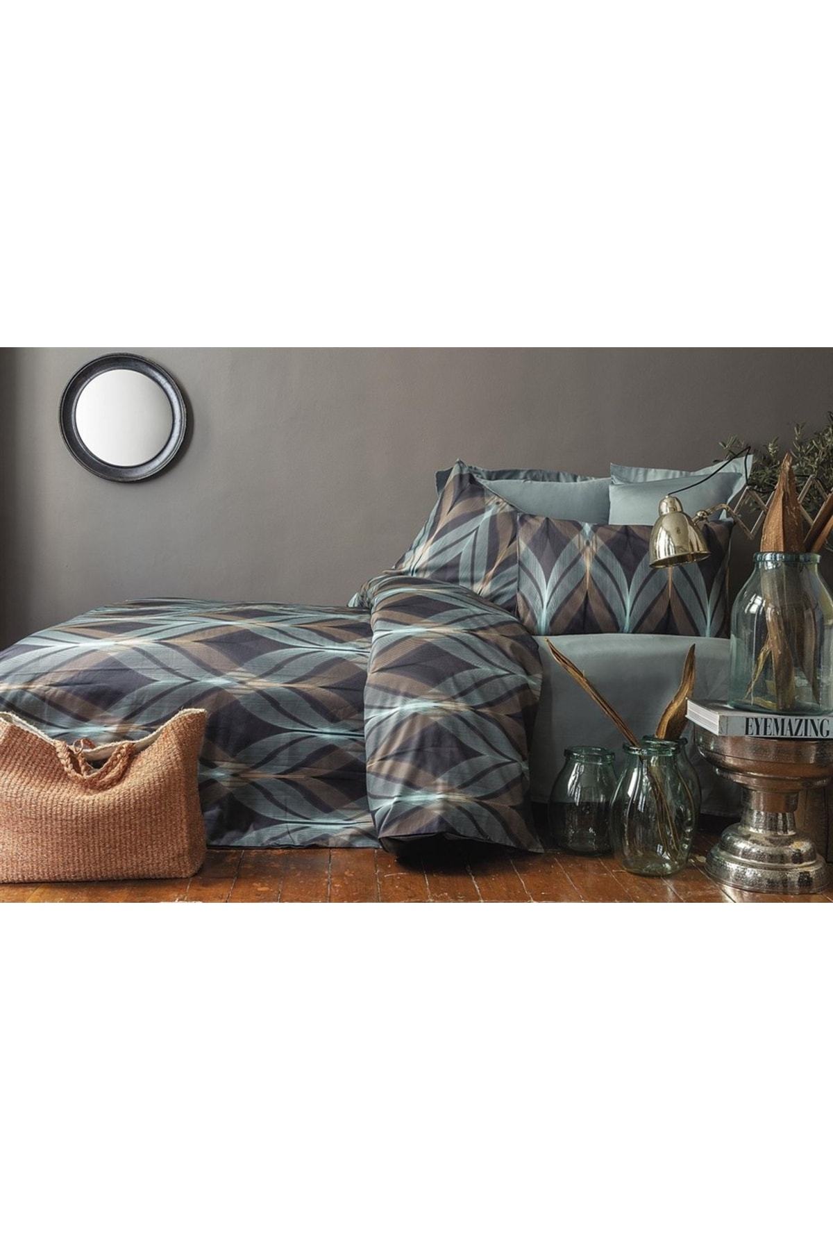 La Mer 210 TC (83 TEL) Dijital Pamuk Saten Çift Kişilik Nevresim Takımı