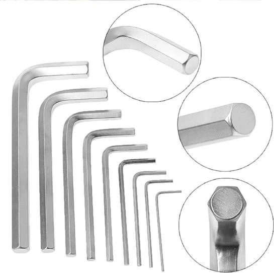 9 Parça Çelik Alyan Seti Kısa Düz Köşe Alyan Anahtar Takımı