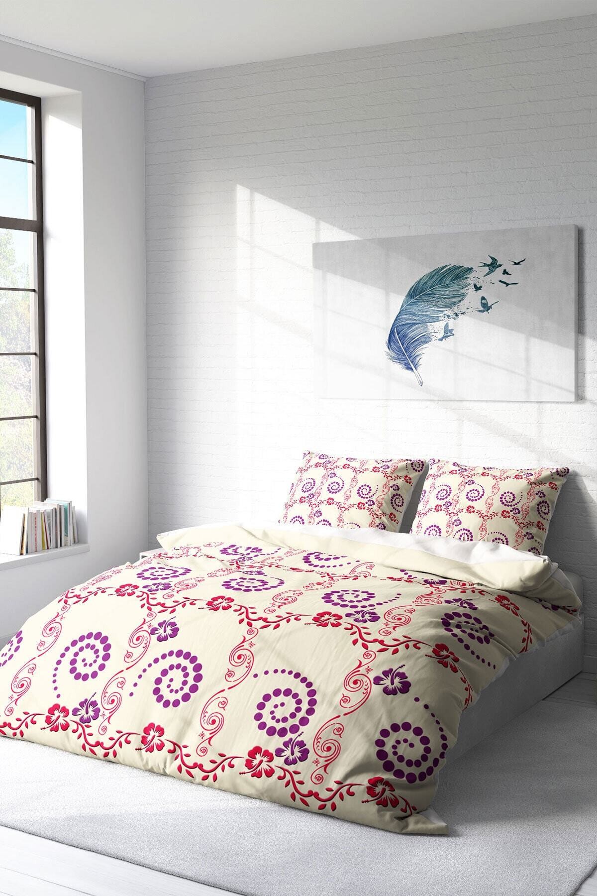 Kıng Sıze Purple Hypnosis Klasik Çift Kişilik Nevresim Takımı 220x240cm