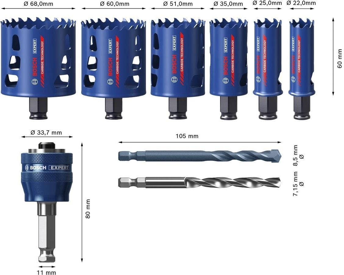 BOSCH Expert 9 Parça Sert Malzemeleri Için Panç Seti 2608900445