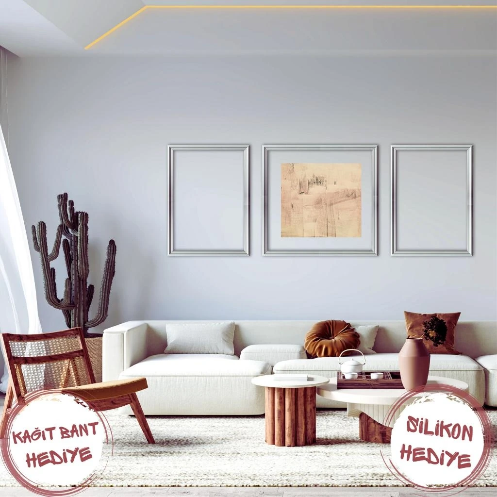 Poliüretan Boyanabilir Dekoratif Duvar Çıtası Montaja Hazır Kesilmiş 3 cm Motifli Çerçeve 3'lü Paket