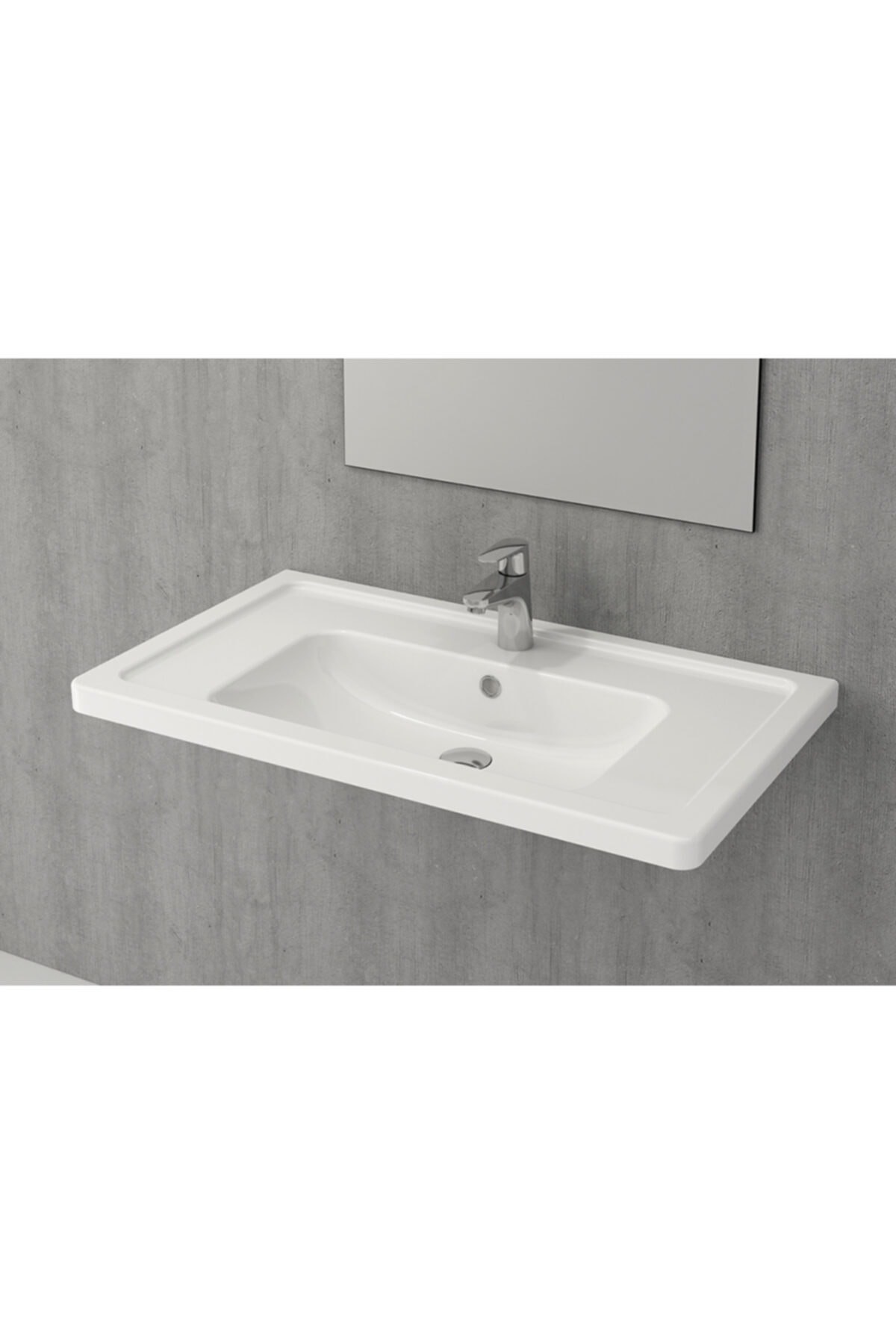 Taormina Pro Etajerli Lavabo Parlak Beyaz 85 Cm 1008-001-0126