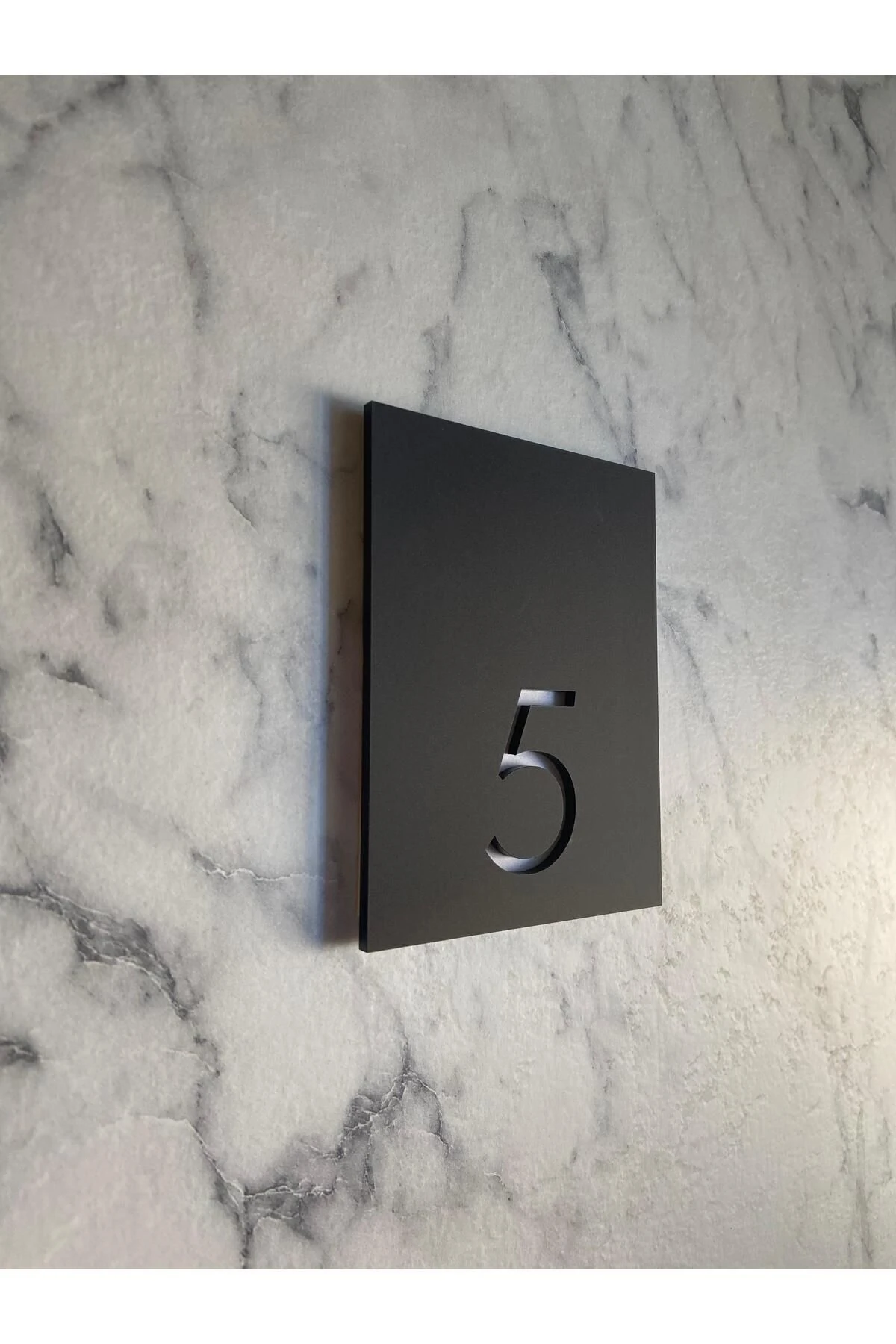 Siyah Mat Kapı Numarası Apartman, Otel, Apart Kendinden Yapışkanlı Uzun Ömürlü 12x8 Cm