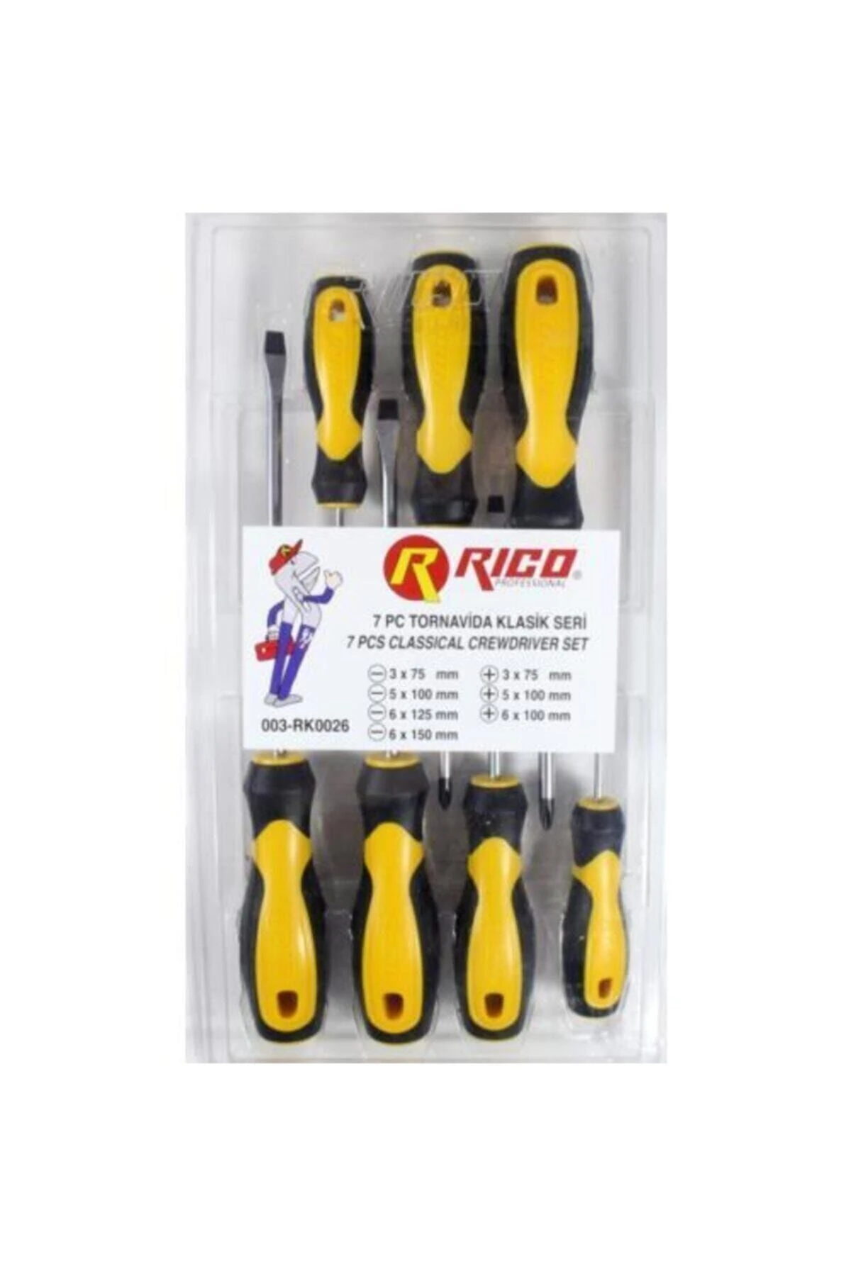 003-rk0026 7 Yedi Parça Klasik Tornavida Seti Takımı