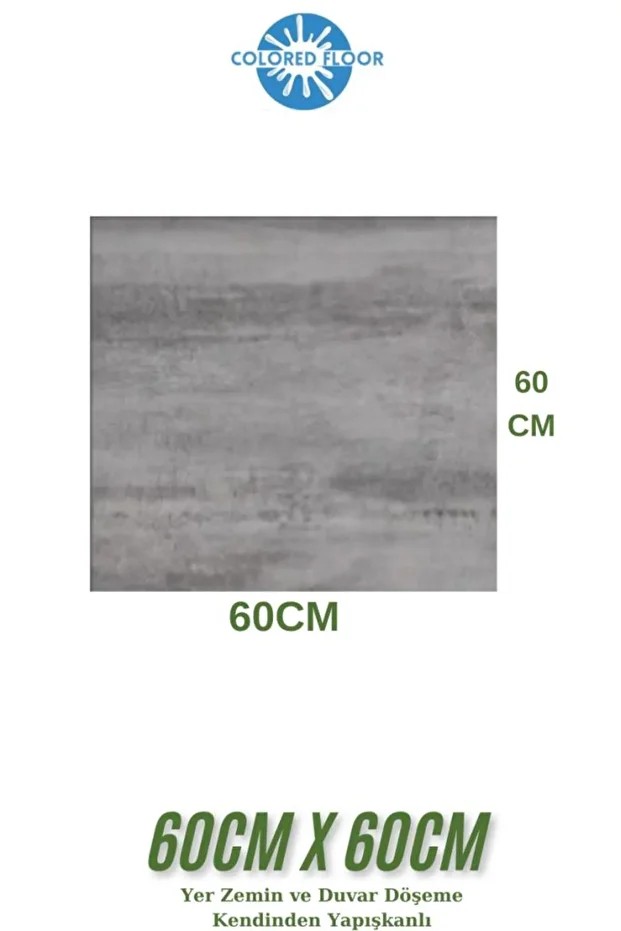 1m2 3 Adet 60X60cm Floor Yapışkanlı Zemin ve Duvar Kaplama Paneli Arkası Kauçuklu Pvc WC Paneli 607
