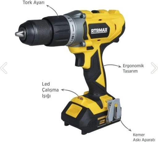 Akülü Darbeli Matkap 50NM 2x2 Ah Akü Rtrmax X-Lıon