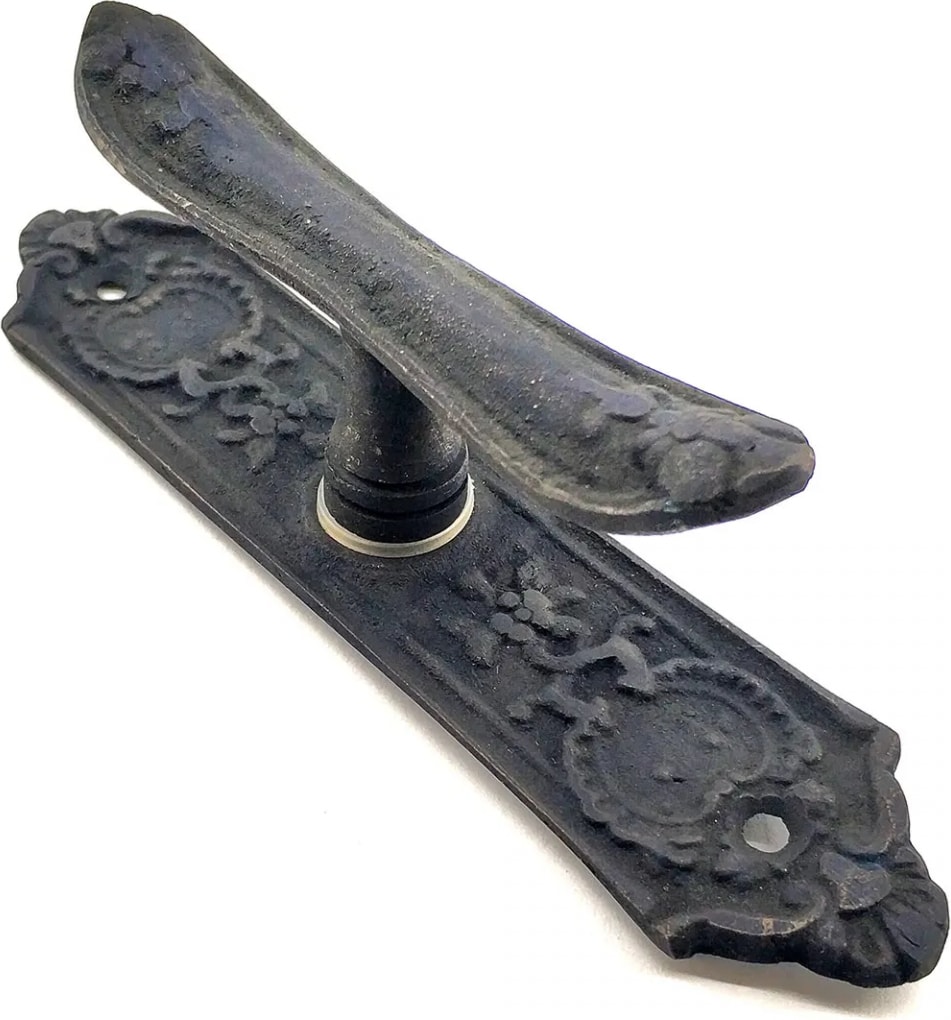 Antika Tarz Dekoratif Pirinç Çiçekli Pencere Kolu - 165X38 Mm, Oksit