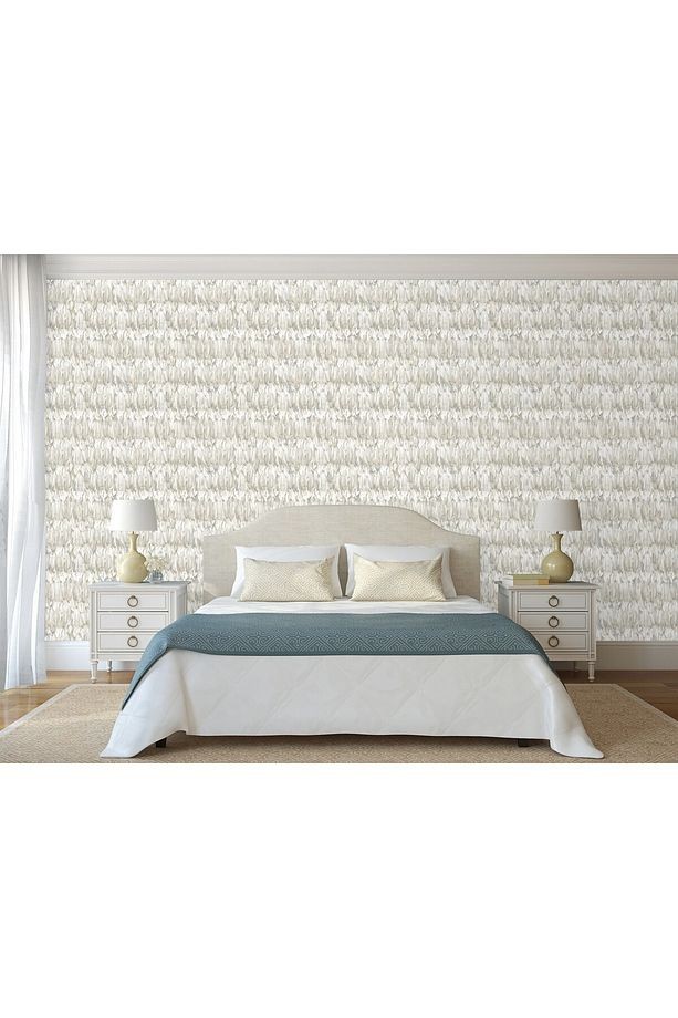Tropicano Modern Kuş Tüyü Desenli Duvar Kağıdı 9913-2, Bej | Ce, Iso 9001, Iso 10002, Iso 14001