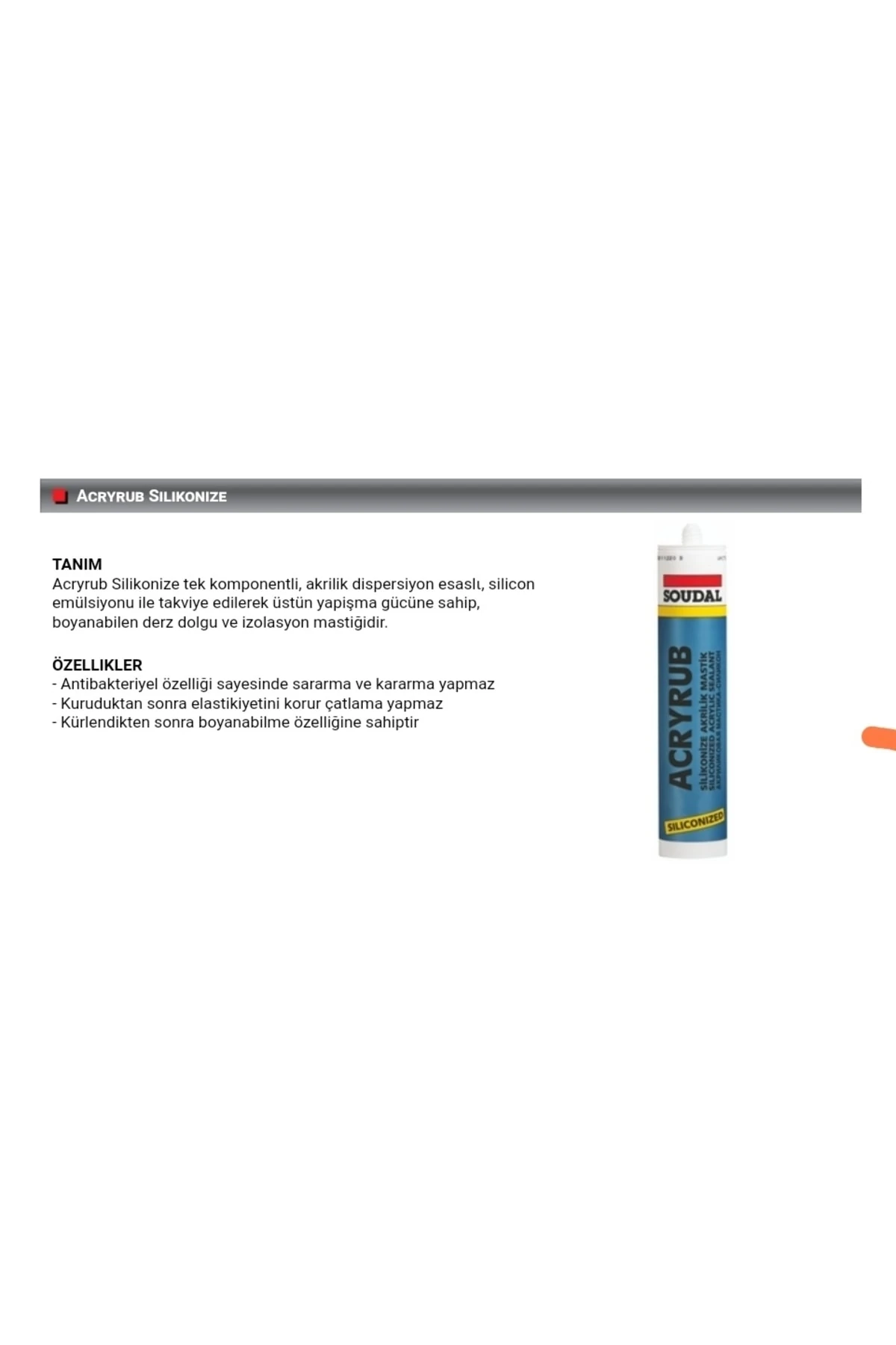 Silikonize Mastik Beyaz 500 gr 30 adet (Koli)